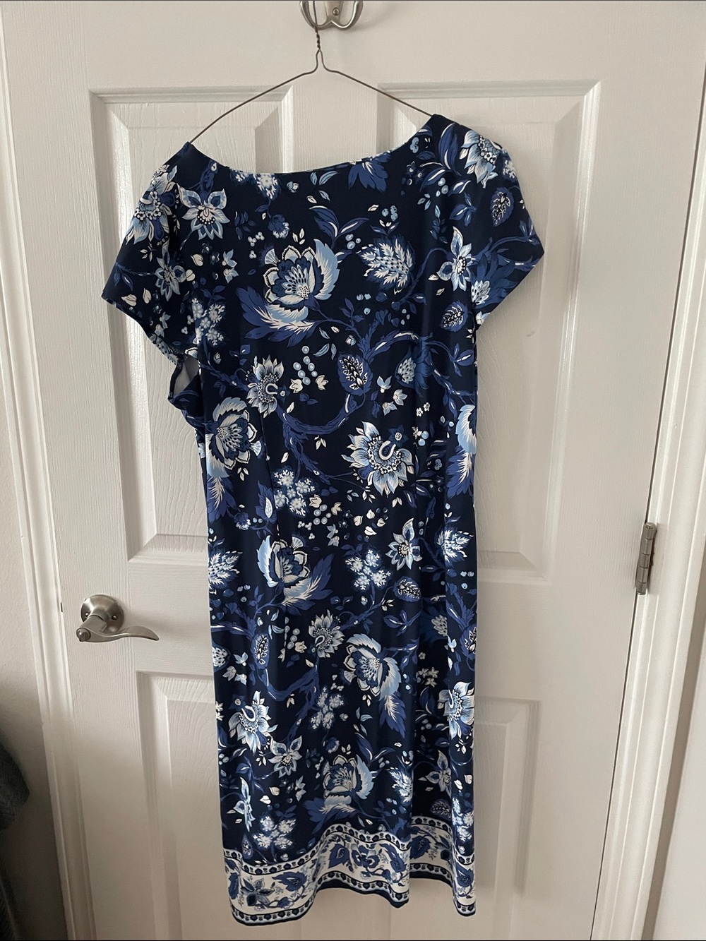Talbots Navy and White Floral Midi Dress - Picture 3 of 3